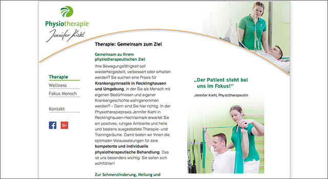 Webdesign: Website der Physiotherapie in Recklinghausen